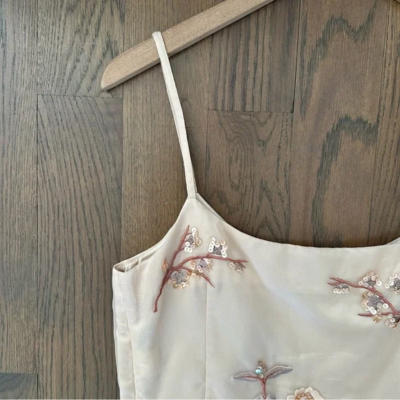 Vintage Gianfranco Ferre Silk Embroidered Sequin Floral Crop Tank IT 46 / US 10 - Picture 8 of 8